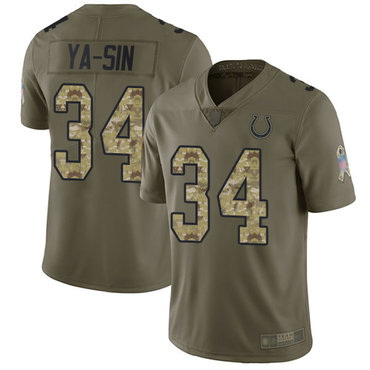 Colts #34 Rock Ya-Sin Olive Camo Men’s Stitched Football Limited 2017 Salute To Service Jersey