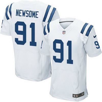 Men’s Indianapolis Colts #91 Jonathan Newsome White Road NFL Nike Elite Jersey
