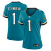 Jacksonville Jaguars #1 Travis Etienne Jr Prowler Throwback Game Jersey – Teal