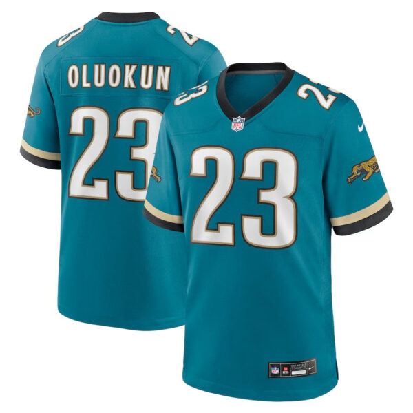 Jacksonville Jaguars #23 Foye Oluokun Prowler Throwback Player Game Jersey – Teal