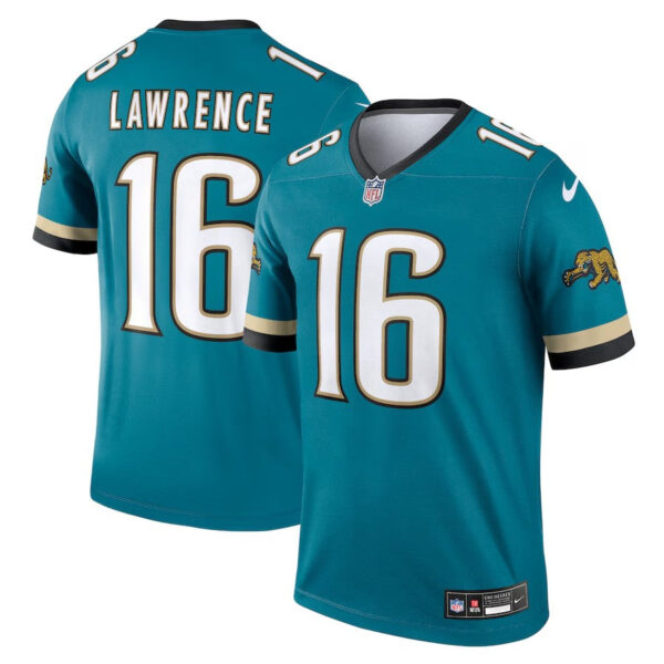 Jacksonville Jaguars #16 Trevor Lawrence Prowler Throwback Legend Jersey – Teal 1