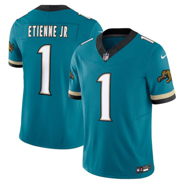 Jacksonville Jaguars #1 Travis Etienne Prowler Throwback Vapor FUSE Limited Jersey – Teal