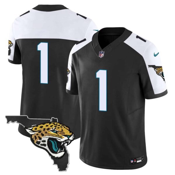 Men’s Jacksonville Jaguars Florida Patch Vapor Jersey – All Stitched – Black Alternate – #1 Team