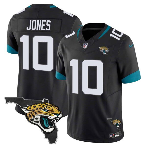 Men’s Jacksonville Jaguars Florida Patch Vapor Jersey – All Stitched – Black – Mac Jones