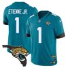 Men’s Jacksonville Jaguars Florida Patch Vapor Jersey – All Stitched – Teal – Travis Etienne Jr.