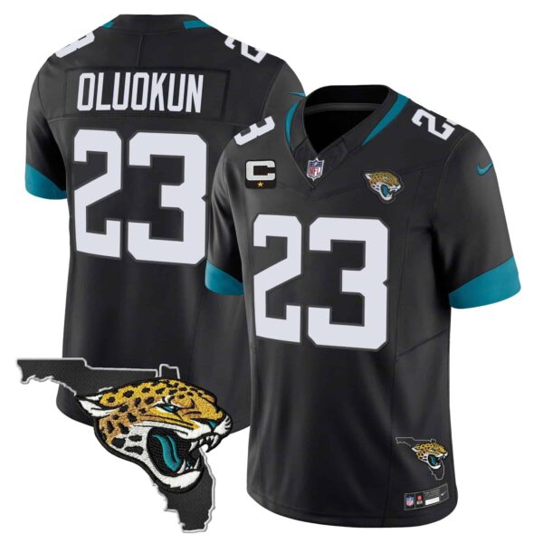 Men’s Jacksonville Jaguars Florida Patch Vapor Jersey – All Stitched – Black – Foyesade Oluokun