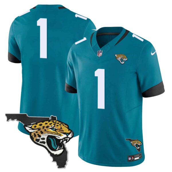 Men’s Jacksonville Jaguars Florida Patch Vapor Jersey – All Stitched – Teal – #1 Team