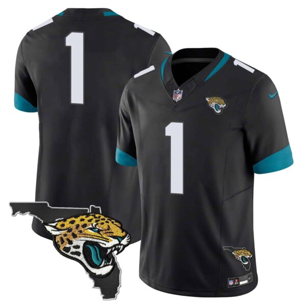 Men’s Jacksonville Jaguars Florida Patch Vapor Jersey – All Stitched – Black – #1 Team