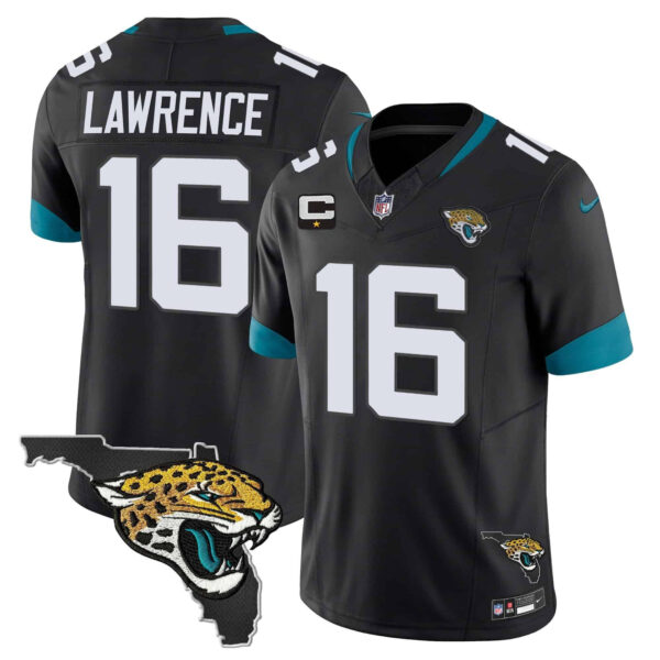 Men’s Jacksonville Jaguars Florida Patch Vapor Jersey – All Stitched – Black – Trevor Lawrence