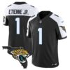 Men’s Jacksonville Jaguars Florida Patch Vapor Jersey – All Stitched – Black Alternate – Travis Etienne Jr.