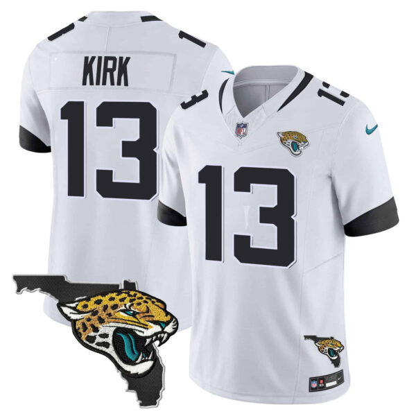 Men’s Jacksonville Jaguars Florida Patch Vapor Jersey – All Stitched – White – Christian Kirk