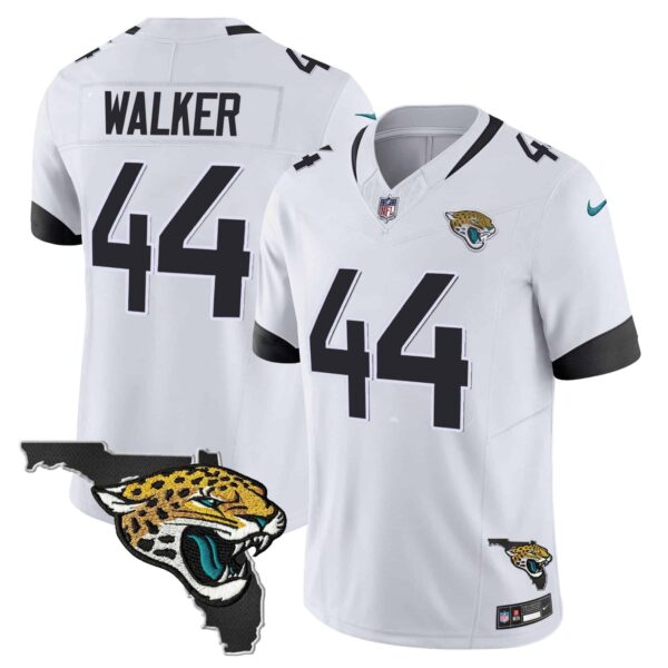 Men’s Jacksonville Jaguars Florida Patch Vapor Jersey – All Stitched – White – Travon Walker