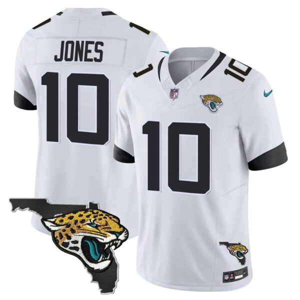 Men’s Jacksonville Jaguars Florida Patch Vapor Jersey – All Stitched – White – Mac Jones