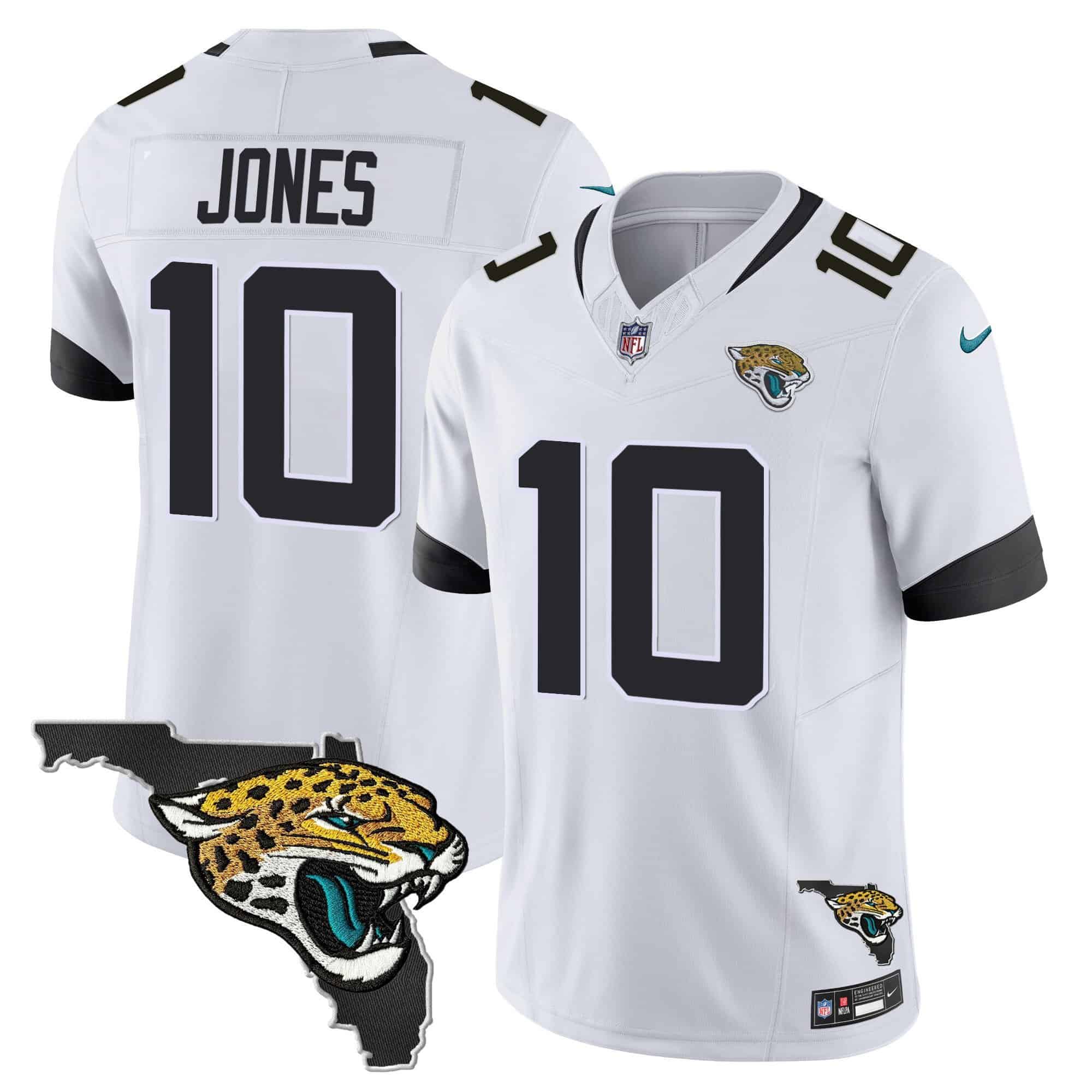 Men’s Jacksonville Jaguars Florida Patch Vapor Jersey – All Stitched – White – Mac Jones