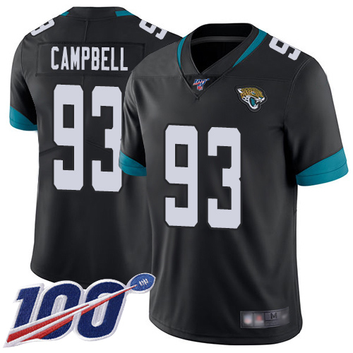 Nike Jaguars #93 Calais Campbell Black Team Color Men’s Stitched NFL 100th Season Vapor Limited Jersey