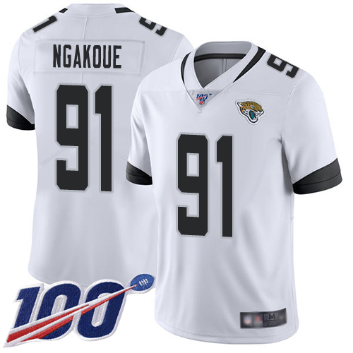 Nike Jaguars #91 Yannick Ngakoue White Men’s Stitched NFL 100th Season Vapor Limited Jersey