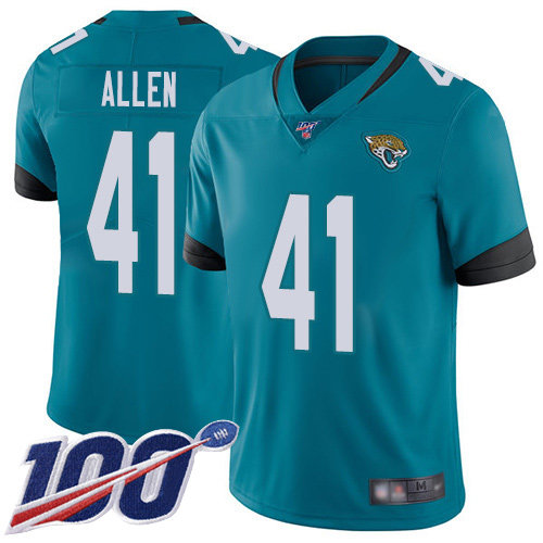 Nike Jaguars #41 Josh Allen Teal Green Alternate Men’s Stitched NFL 100th Season Vapor Limited Jersey