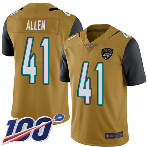 Nike Jaguars #41 Josh Allen Gold Men’s Stitched NFL Limited Rush 100th Season Jersey