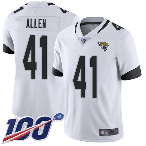 Nike Jaguars #41 Josh Allen White Men’s Stitched NFL 100th Season Vapor Limited Jersey