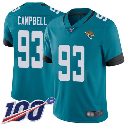 Nike Jaguars #93 Calais Campbell Teal Green Alternate Men’s Stitched NFL 100th Season Vapor Limited Jersey