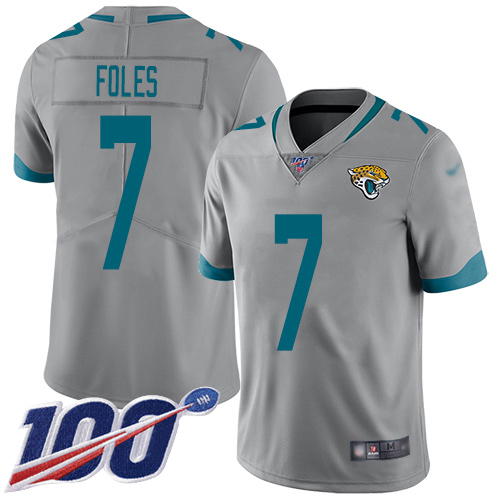 Nike Jaguars #7 Nick Foles Silver Men’s Stitched NFL Limited Inverted Legend 100th Season Jersey