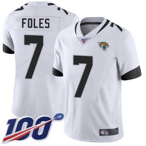 Jaguars #7 Nick Foles White Men’s Stitched Football 100th Season Vapor Limited Jersey