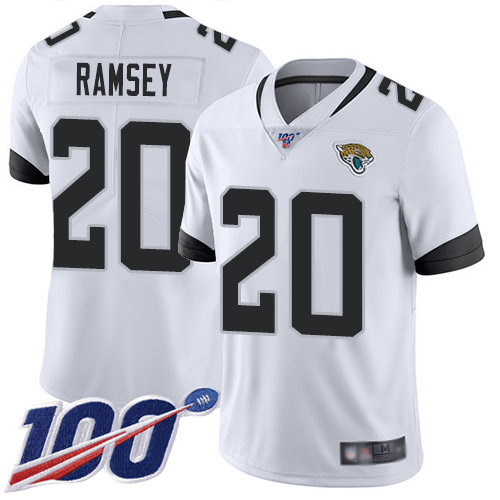 Jaguars #20 Jalen Ramsey White Men’s Stitched Football 100th Season Vapor Limited Jersey