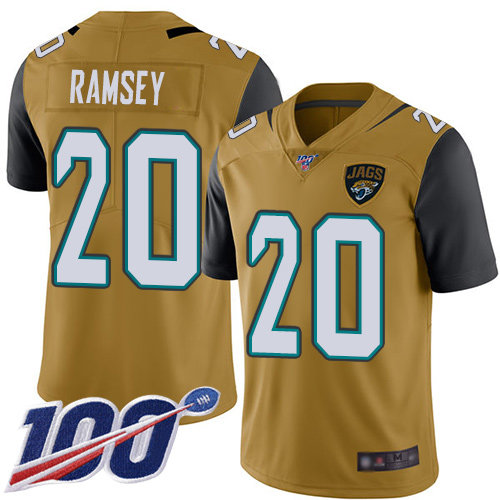 Jaguars #20 Jalen Ramsey Gold Men’s Stitched Football Limited Rush 100th Season Jersey