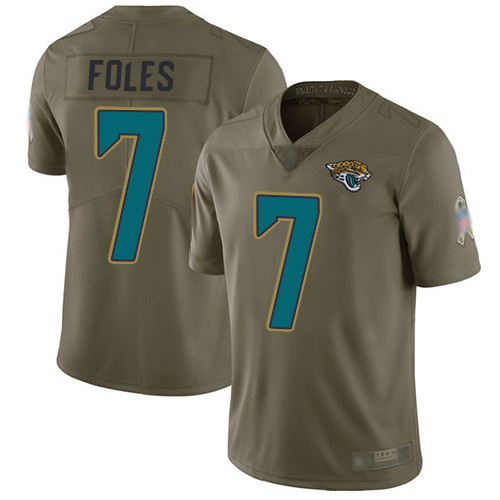 Men’s Jacksonville Jaguars #7 Nick Foles Olive Stitched Football Limited 2017 Salute to Service Jersey