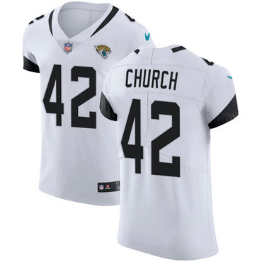 Nike Jacksonville Jaguars #42 Barry Church White Men’s Stitched NFL Vapor Untouchable Elite Jersey