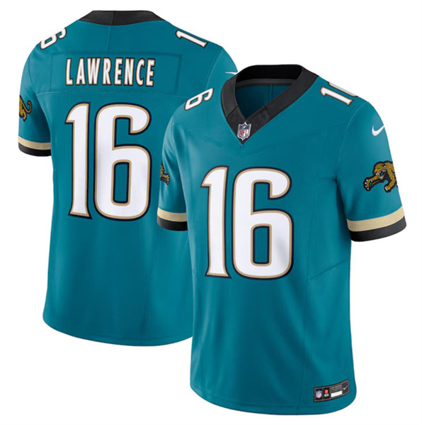 Men’s Jacksonville Jaguars #16 Trevor Lawrence Teal 2024 F.U.S.E. Prowler Throwback Vapor Limited Football Stitched Jersey