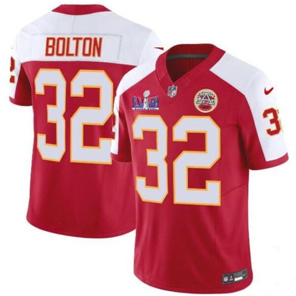 Kansas City Chiefs #32 Nick Bolton Red White FUSE Super Bowl LVIII Patch Vapor Jersey