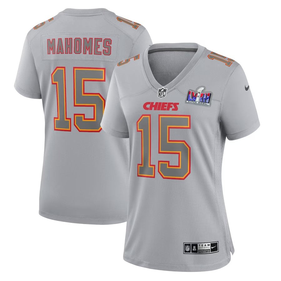 Kansas City Chiefs #15 Patrick Mahomes Super Bowl LVIII Atmosphere Fashion Game Jersey – Gray