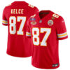 Kansas City Chiefs #87 Travis Kelce Red FUSE With NKH Patch And Super Bowl Jersey