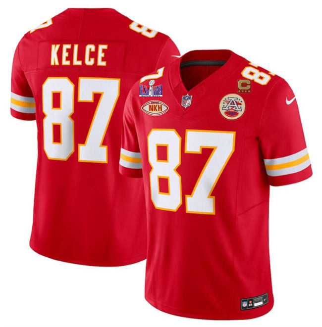 Kansas City Chiefs #87 Travis Kelce Red FUSE With NKH Patch And Super Bowl Jersey