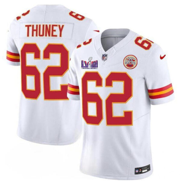 Kansas City Chiefs #62 Joe Thuney White FUSE Super Bowl LVIII Patch Vapor Jersey