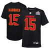Kansas City Chiefs #15 Patrick Mahomes Super Bowl LVIII Patch Carbon Fashion Game Jersey – Black