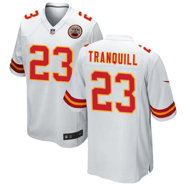 Kansas City Chiefs #23 Drue Tranquill White Stitched Game Jersey