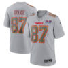 Kansas City Chiefs #87 Travis Kelce Super Bowl LVIII Atmosphere Fashion Game Jersey – Gray
