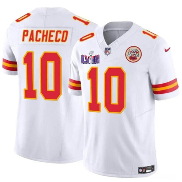 Kansas City Chiefs #10 Isiah Pacheco White FUSE Super Bowl LVIII Patch Vapor Jersey