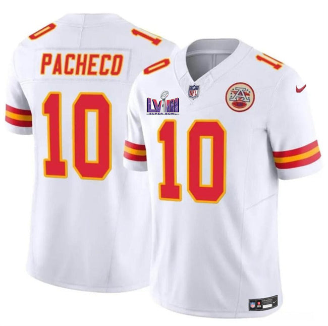 Kansas City Chiefs #10 Isiah Pacheco White FUSE Super Bowl LVIII Patch Vapor Jersey