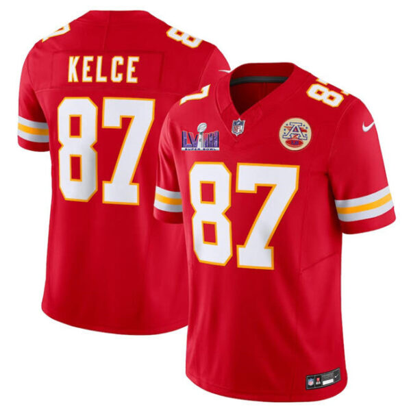Kansas City Chiefs #87 Travis Kelce Red FUSE Super Bowl LVIII Patch Vapor Jersey