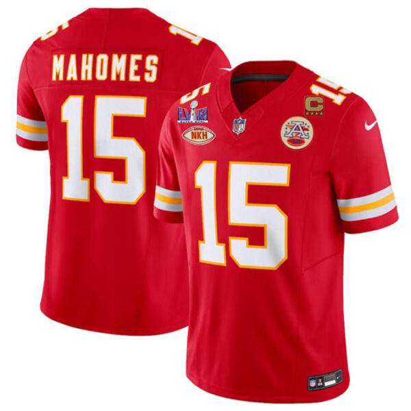 Kansas City Chiefs #15 Patrick Mahomes Red FUSE With NKH Patch And Super Jersey
