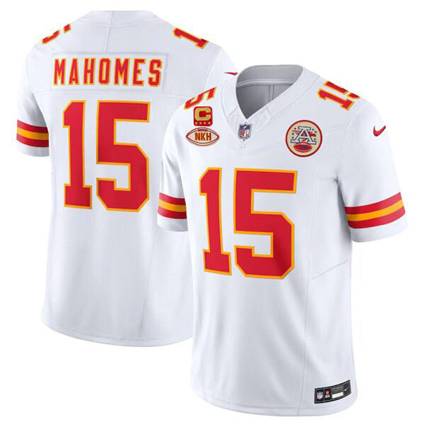 Kansas City Chiefs #15 Patrick Mahomes White 2024 FUSE With NKH Patch And Jersey