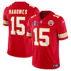 Kansas City Chiefs #15 Patrick Mahomes Red FUSE Super Bowl LVIII Patch Vapor Jersey