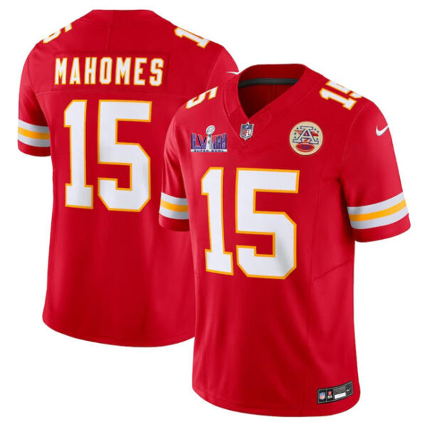 Kansas City Chiefs #15 Patrick Mahomes Red FUSE Super Bowl LVIII Patch Vapor Jersey