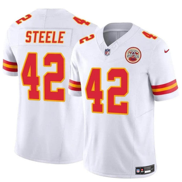 Kansas City Chiefs #42 Carson Steele White 2023 FUSE Vapor Jersey