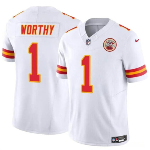 Jersey Kansas City Chiefs #1 Xavier Worthy White 2023 FUSE Vapor Untouchable