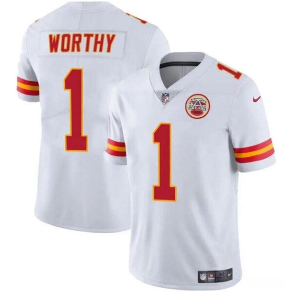 Jersey Kansas City Chiefs #1 Xavier Worthy White Vapor Untouchable Limited Stitched