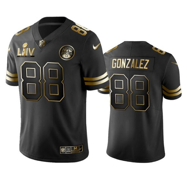 Kansas City Chiefs #88 Tony Gonzalez Black Super Bowl LIV Golden Edition Limited Jersey